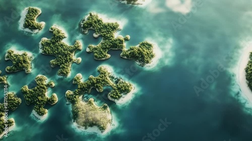 Islands puzzle pattern aerial view