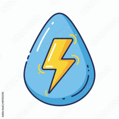 Blue Water Drop with Yellow Lightning Bolt Icon.