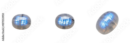 Obraz na plátne Natural Moonstone Gemstone Macro Isolated on White Background, Adularescent Whit