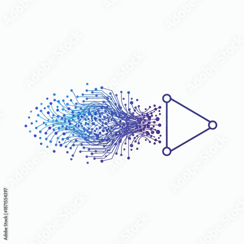 Data flow into a structured network representing information processing and organization.