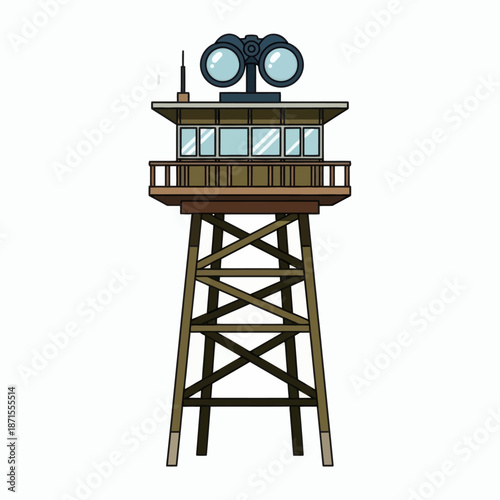 Observation Tower with Binoculars for Surveillance and Monitoring.