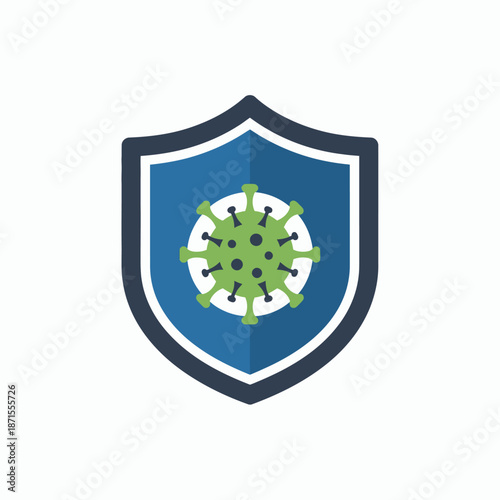 Shield with virus icon representing protection and immunity.