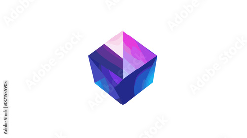 3D Cube with Purple and Blue Gradient.
