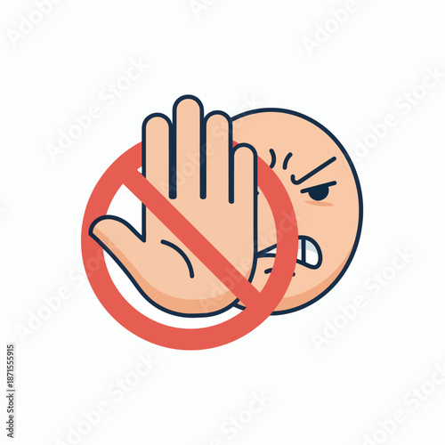 Stop Anger Concept with Hand Gesture and Angry Face.