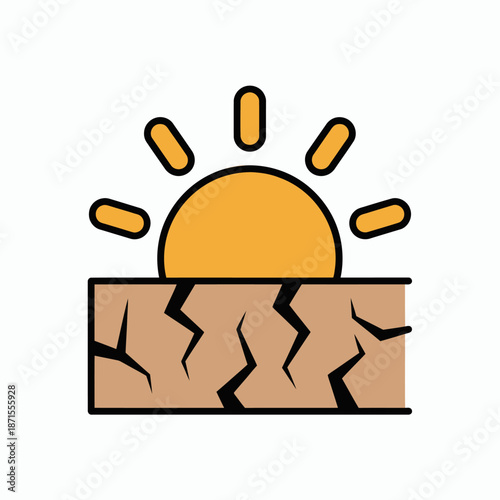 Sun shining over cracked dry earth symbolizing drought and environmental concerns.