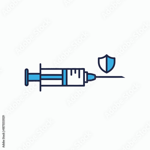 Syringe with Shield Icon Representing Vaccine Protection.