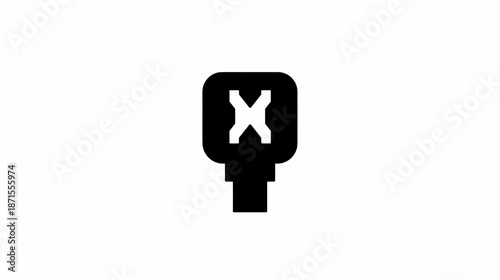 Black USB Plug with White Cross Symbol.