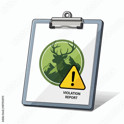 Wildlife Violation Report on Clipboard with Warning Sign.