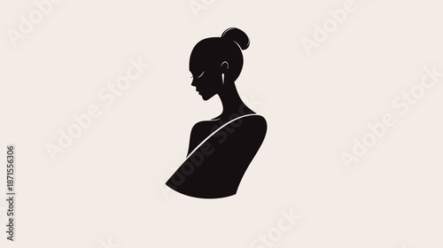 Silhouette of a womans profile portrait.