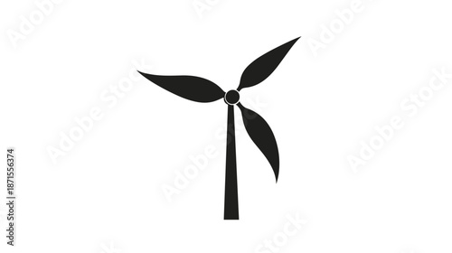 Wind Turbine Silhouette Simple Design.