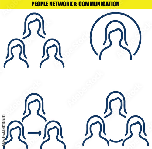 Simple line icons depicting people connection and communication