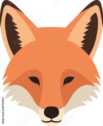 Minimalist Flat Fox Head Icon