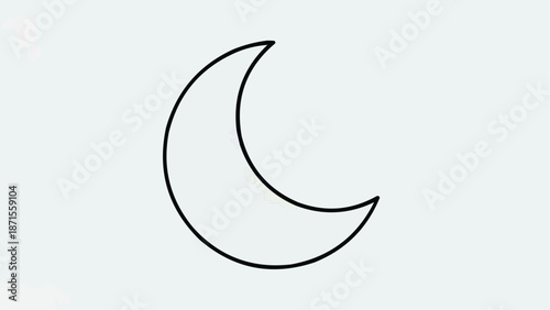 Simple black outline drawing of a crescent moon against a plain white background, depicting a celestial body.