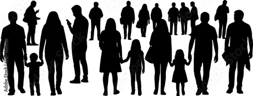 silhouette of back view of people on white background