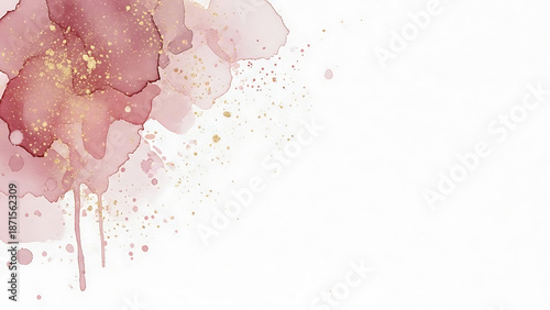 pink gold watercolor background features abstract ink splashes and sparkling glitter offering an elegant graphic design for luxurious invitations
