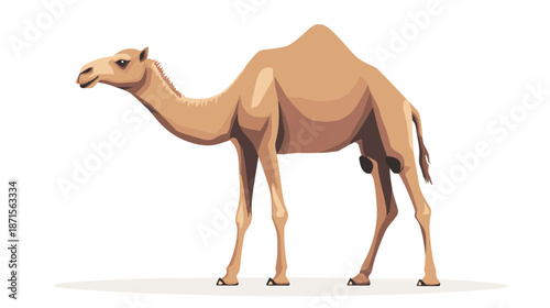 Camel Standing Alone in Profile View.