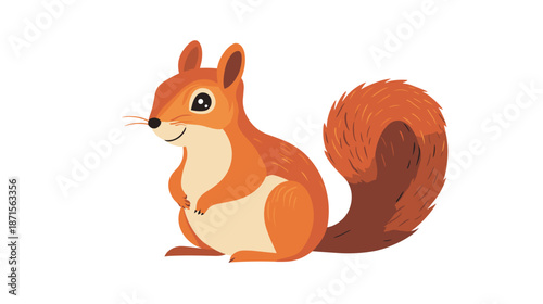 Cartoon Squirrel Illustration with Fluffy Tail.