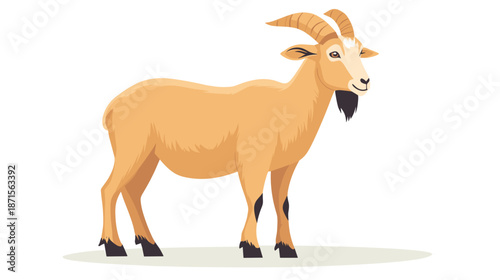 Illustration of a Standing Goat with Horns.