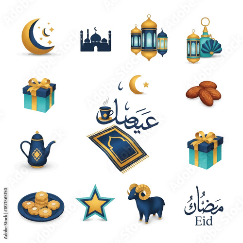 Eid Islamic Symbols and Icons Collection.