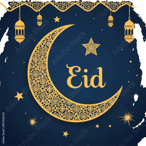 Eid Moon Crescent Star Islamic Decoration.