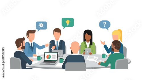 Business meeting brainstorming session discussion colleagues.