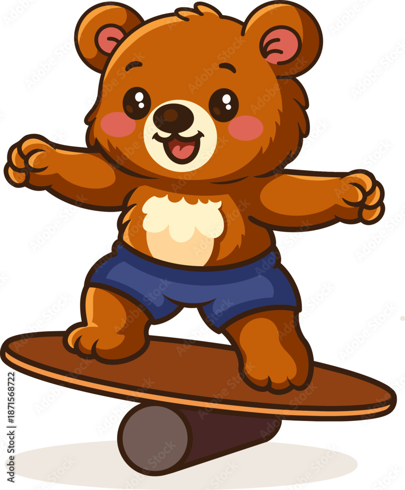 Obraz premium cute_bear_balance_board