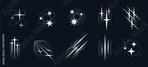Retro starburst light with shiny spark and glowing flash. Abstract bright emblem with vintage magic sparkle. Minimal vector icon for celebration or luxury design.