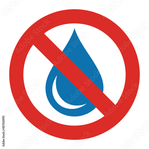 No water or liquid allowed sign icon graphic illustration.