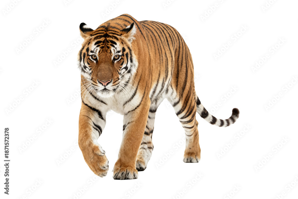 Obraz premium Tiger in Motion: Majestic Felid Walking