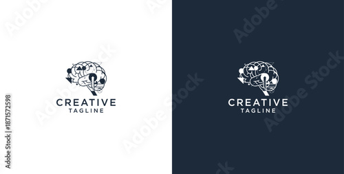 Human head mind and technology logo design