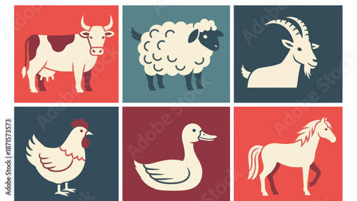 Collection of Farm Animals in Graphics.