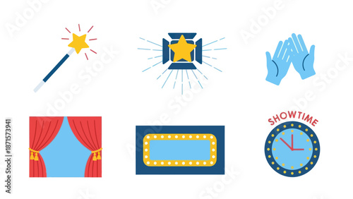 Theater Icons Magic Show Clipart Elements.