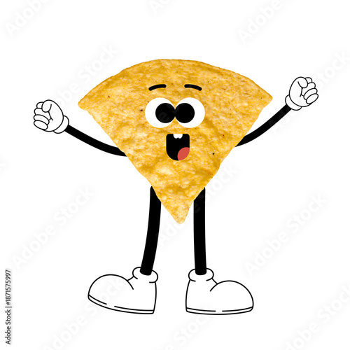 Fotografía Cute Cartoon Nacho Chip Character With Arms and Legs, Funny Snack Mascot Transpa