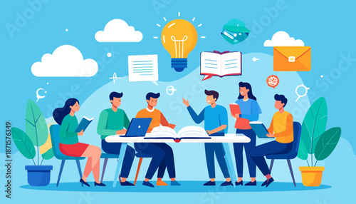 Team collaboration and brainstorming session with creative ideas.