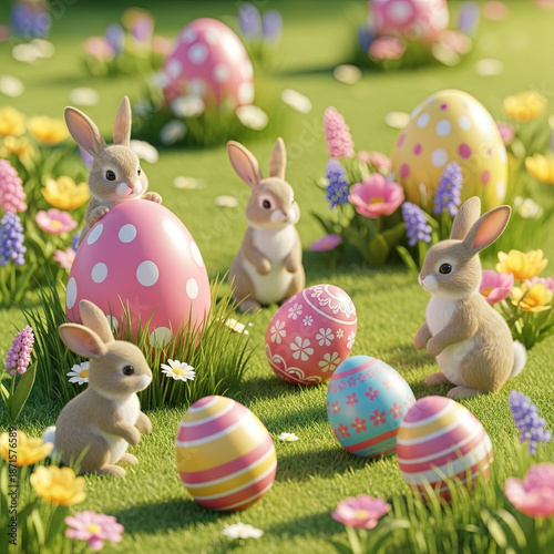 easter bunny and eggs