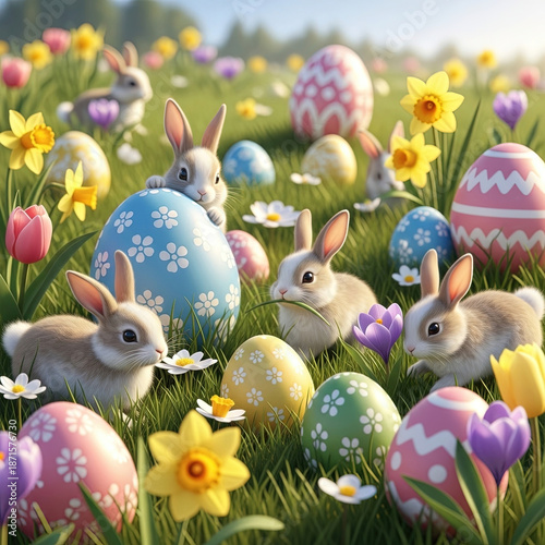 easter bunny and eggs