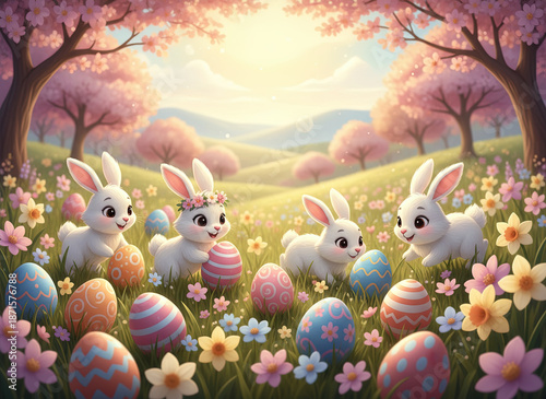 easter eggs and bunny