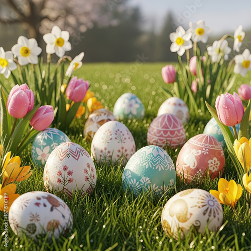 easter eggs in grass