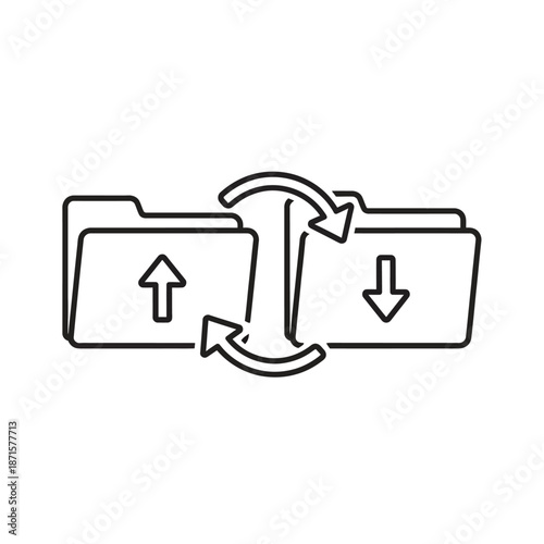 Digital File Transfer and Data Sharing Concept with Folder Icons