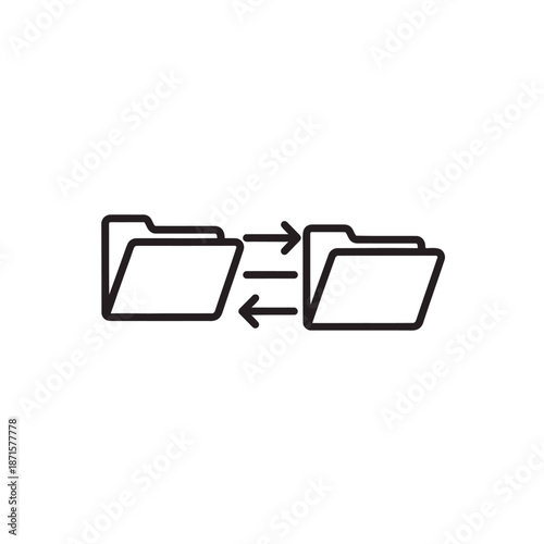 Digital File Transfer Icon, Data Sharing Concept for Computer Files