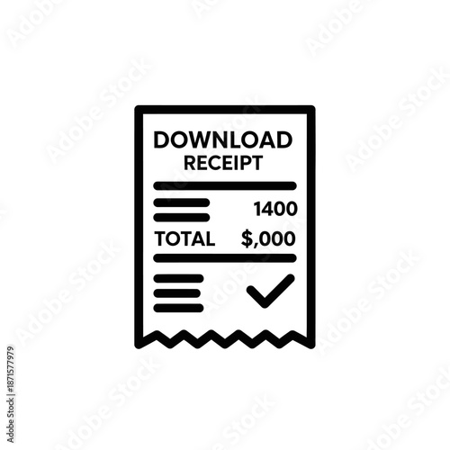 Digital Receipt Illustration Showing Purchase Confirmation and Total Amount for Electronic Transactions
