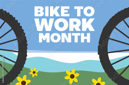 bike to work month with bicycle silhouette