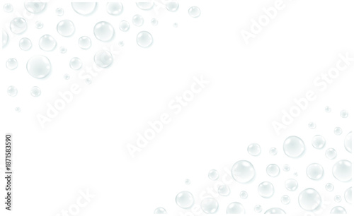 水滴フレームの清潔感ある背景素材｜Water Droplets Frame Background with Clean White Space