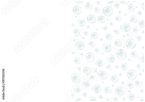 水滴フレームの清潔感ある背景素材｜Water Droplets Frame Background with Clean White Space