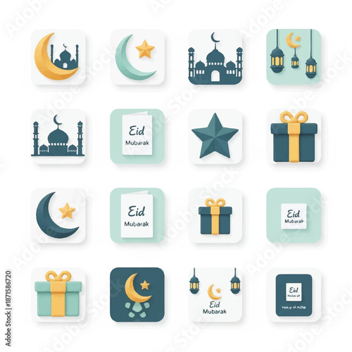 Islamic Symbols and Icons for Eid Celebration 1.