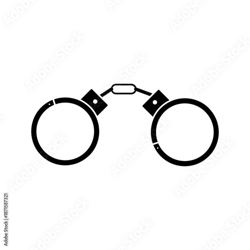 Handcuffs Vector Outline and Solid Silhouette. Police Handcuffs Icon Set Editable Vector
