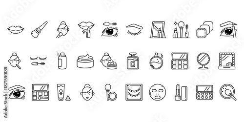 Makeup Icons set vector simple for app design with outline style