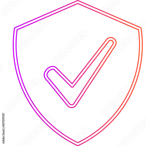Neon Shield with Checkmark Icon