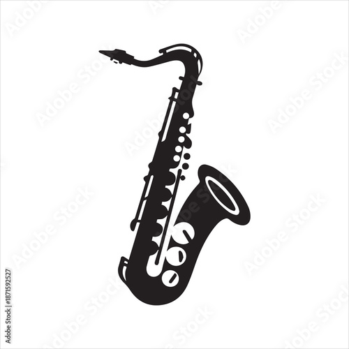 Saxophone Silhouette Icon – Jazz Music Instrument Vector