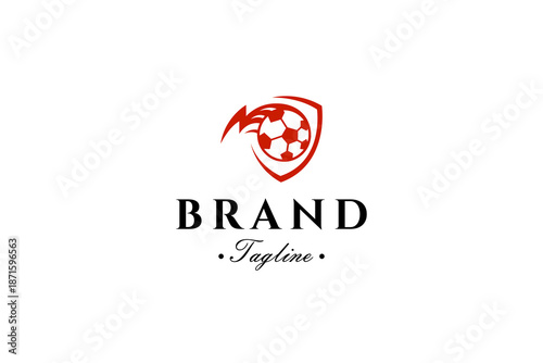 Football soccer logo with shield badge emblem vector design style